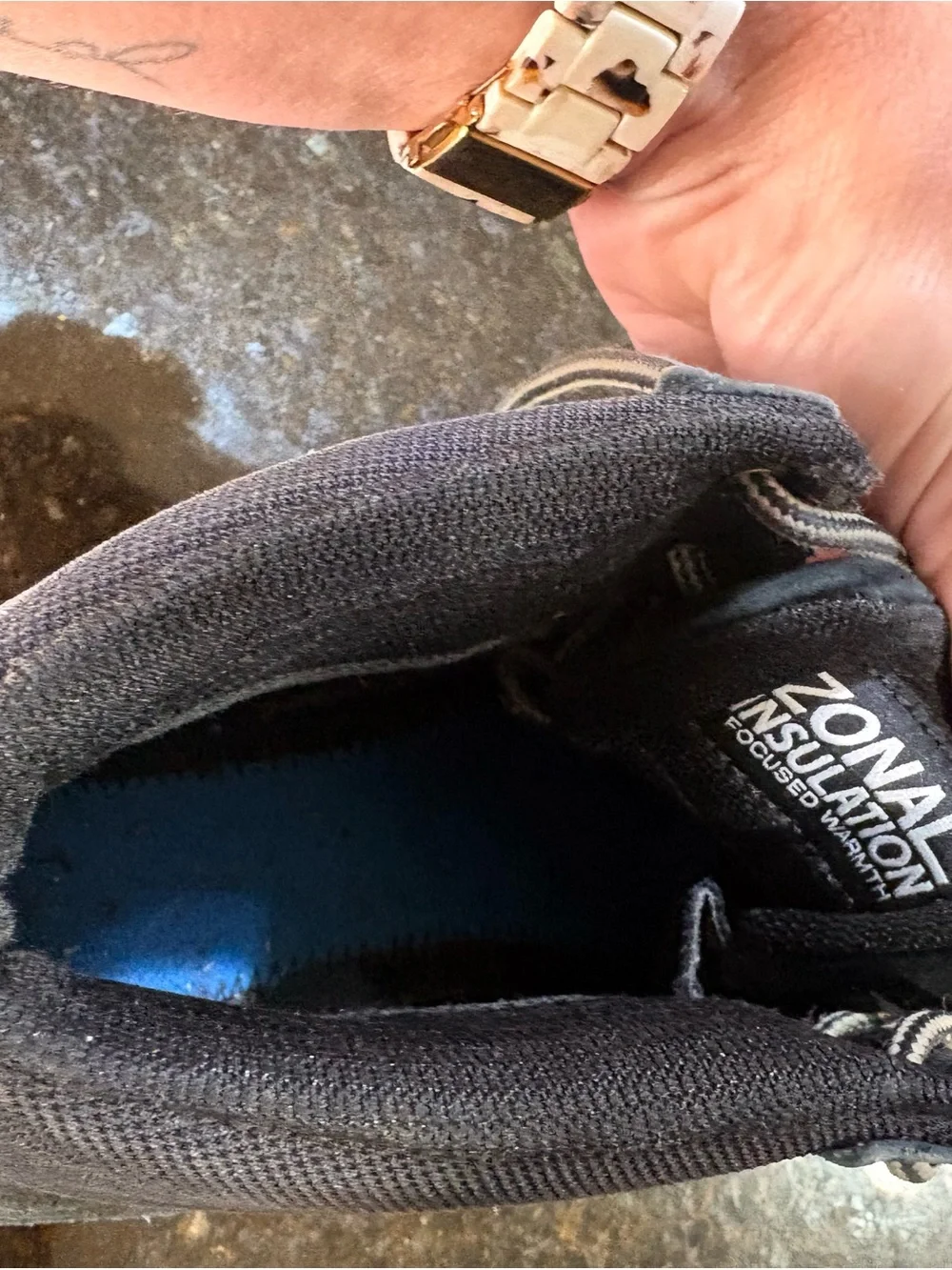 The North Face Men’s Gray Suede High-Top Boots with Brown Sole